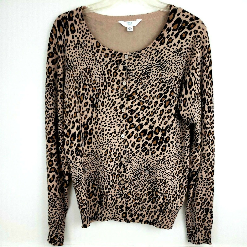 Leopard Print Cardigan Sweater Button Front Soft